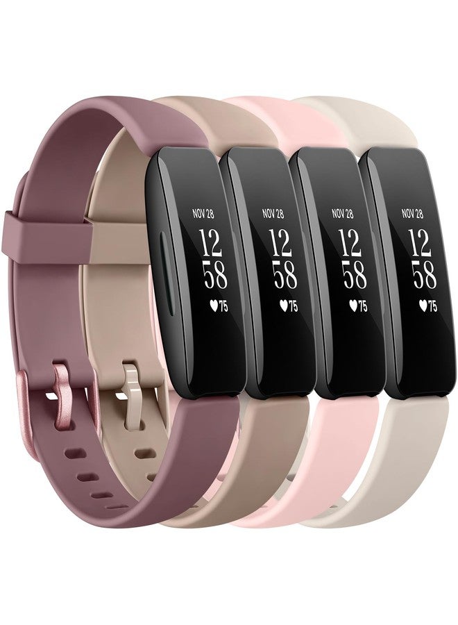 اي كي مجموعة من 4 أساور متوافقة مع Fitbit Inspire 2 للرجال والنساء، أساور رياضية بديلة قابلة للتعديل لـ Fitbit Inspire 2 / Ace 3 (لون النجوم/بنفسجي دخاني/شاي حليب/وردي فاتح) - Image 1